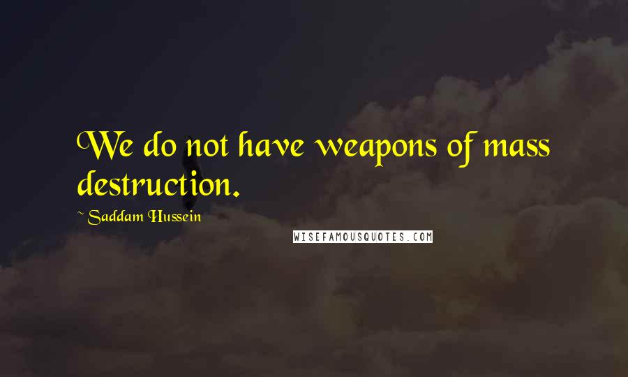 Saddam Hussein quotes: We do not have weapons of mass destruction.