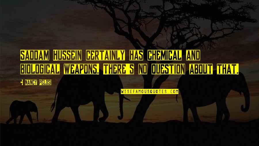 Saddam Hussein Quotes By Nancy Pelosi: Saddam Hussein certainly has chemical and biological weapons. Saddam Hussein Quotes By Nancy Pelosi: Saddam Hussein certainly has chemical and biological weapons.