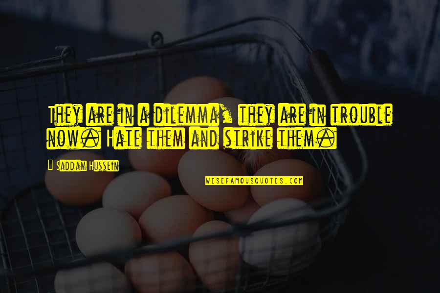 Saddam Hussein Quotes By Saddam Hussein: They are in a dilemma, they are in