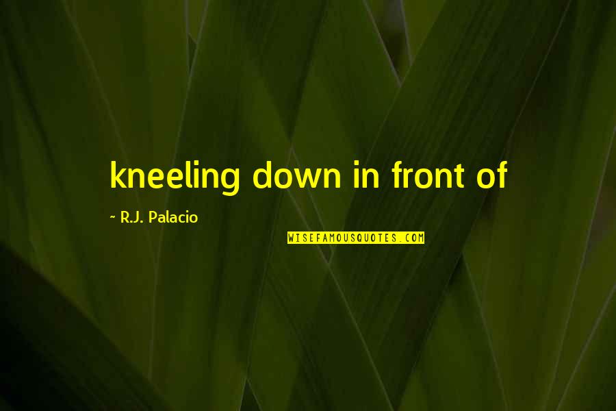 Sadeasut Quotes By R.J. Palacio: kneeling down in front of