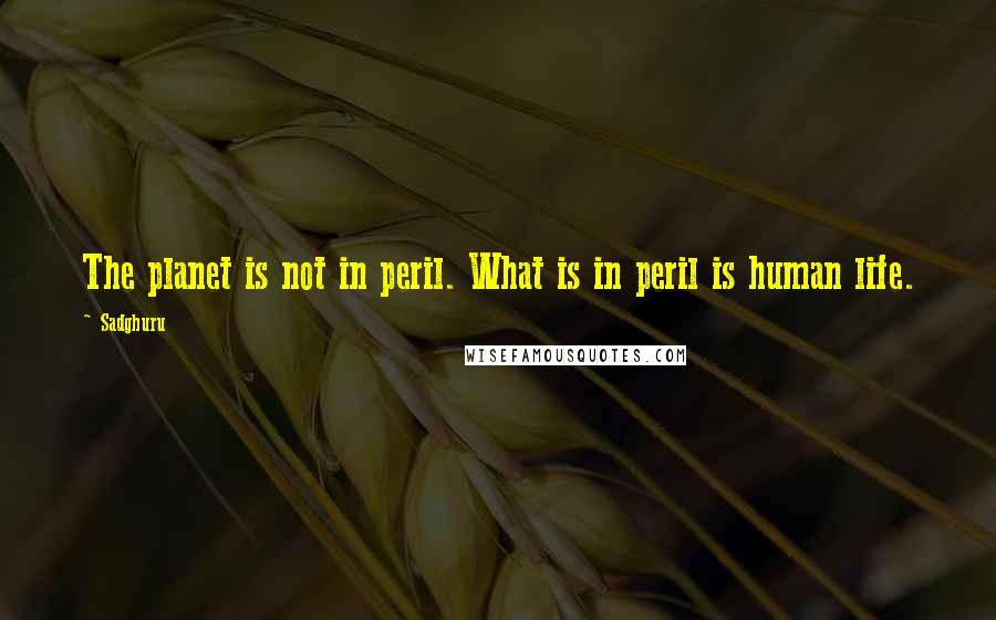 Sadghuru quotes: The planet is not in peril. What is in peril is human life.