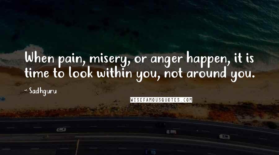 Sadhguru quotes: When pain, misery, or anger happen, it is time to look within you, not around you.
