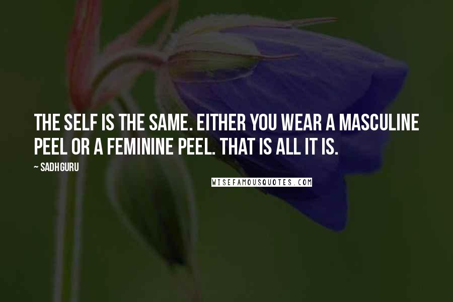 Sadhguru quotes: The self is the same. Either you wear a masculine peel or a feminine peel. That is all it is.