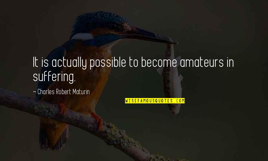 Sadism Quotes By Charles Robert Maturin: It is actually possible to become amateurs in