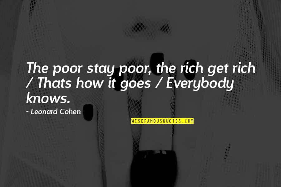 Sadiya Jab Quotes By Leonard Cohen: The poor stay poor, the rich get rich