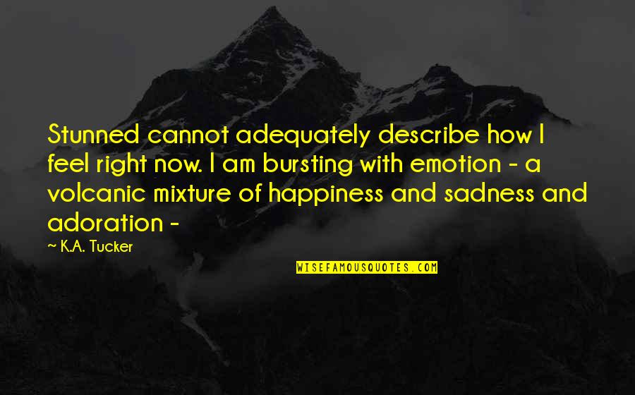 Sadness And Happiness Quotes By K.A. Tucker: Stunned cannot adequately describe how I feel right Sadness And Happiness Quotes By K.A. Tucker: Stunned cannot adequately describe how I feel right