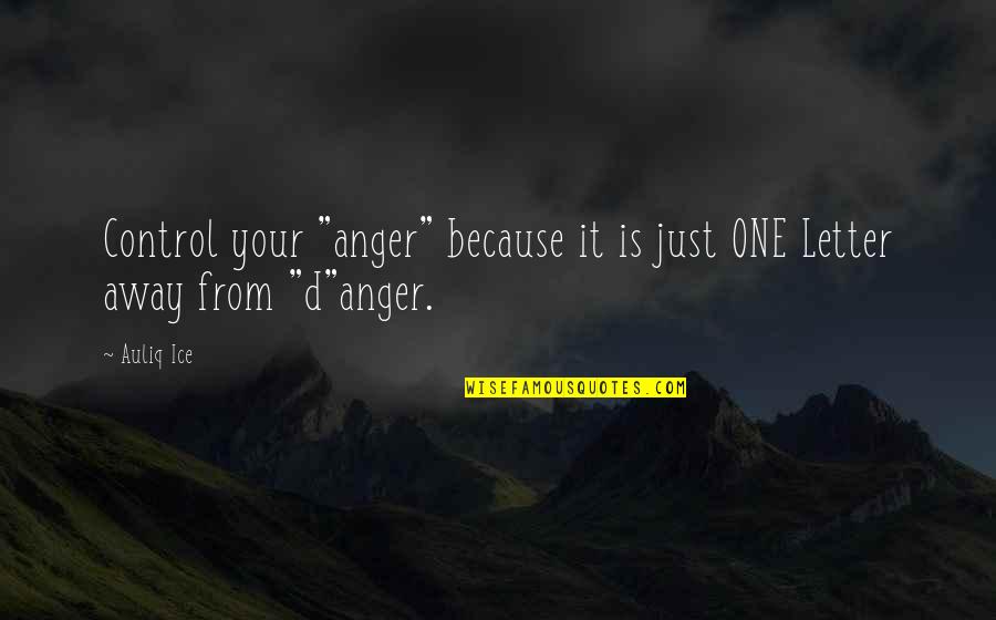 Sadness Because Of You Quotes By Auliq Ice: Control your "anger" because it is just ONE