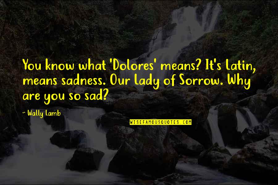 Sadness Sorrow Quotes By Wally Lamb: You know what 'Dolores' means? It's Latin, means Sadness Sorrow Quotes By Wally Lamb: You know what 'Dolores' means? It's Latin, means