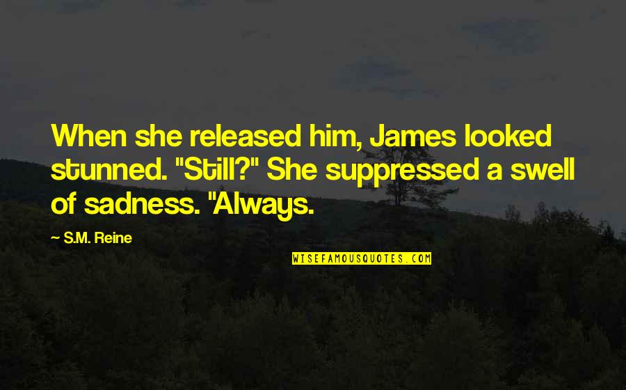 Sadness's Quotes By S.M. Reine: When she released him, James looked stunned. "Still?" Sadness's Quotes By S.M. Reine: When she released him, James looked stunned. "Still?"
