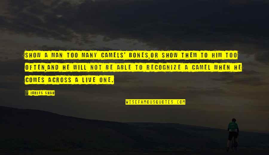 Sae Solar Quotes By Idries Shah: Show a man too many camels' bones,or show Sae Solar Quotes By Idries Shah: Show a man too many camels' bones,or show