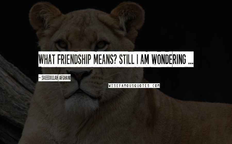Saeedullah Afghani quotes: What friendship means? still i am wondering ...