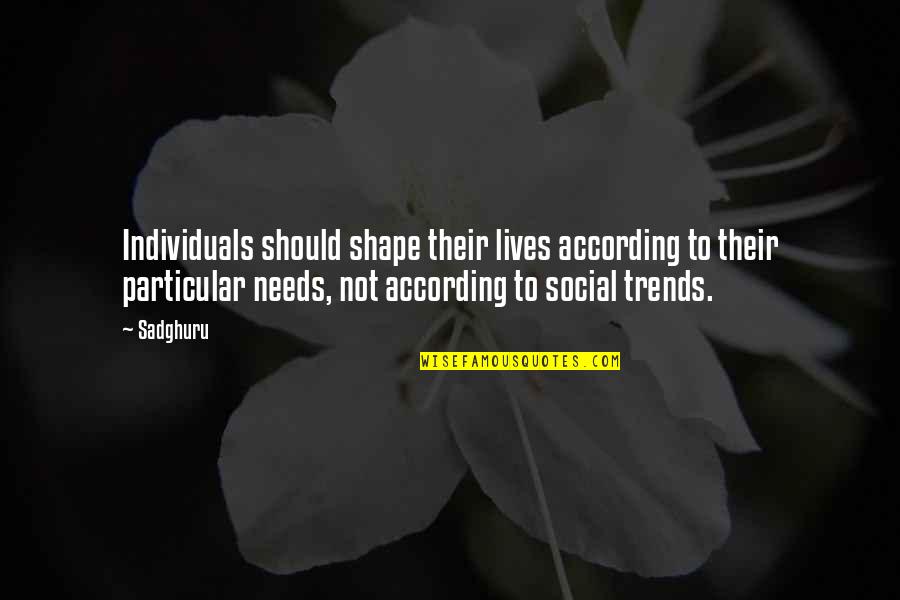 Saeyoung Quotes By Sadghuru: Individuals should shape their lives according to their