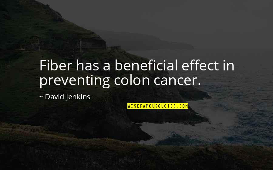 Safe Driving Quotes By David Jenkins: Fiber has a beneficial effect in preventing colon