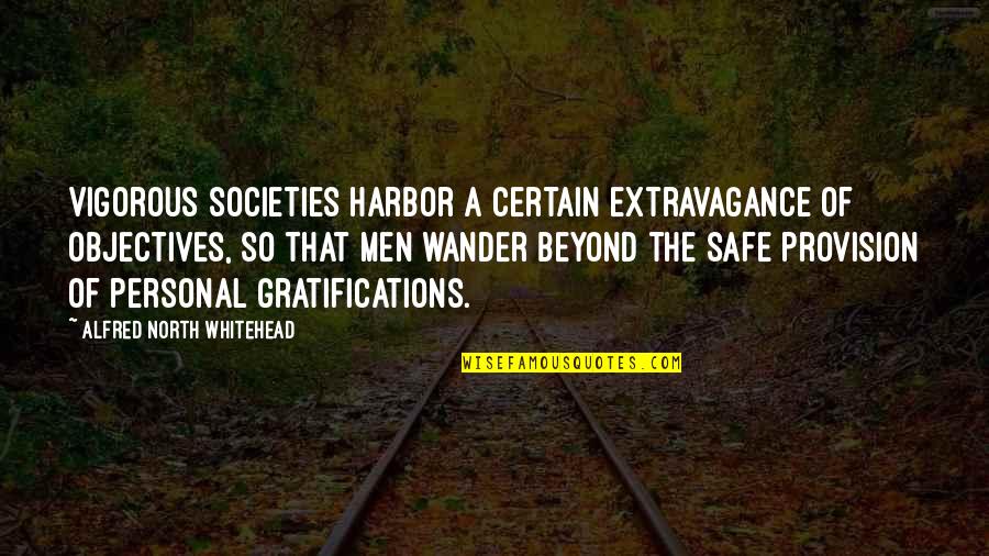 Safe Harbor Quotes By Alfred North Whitehead: Vigorous societies harbor a certain extravagance of objectives,