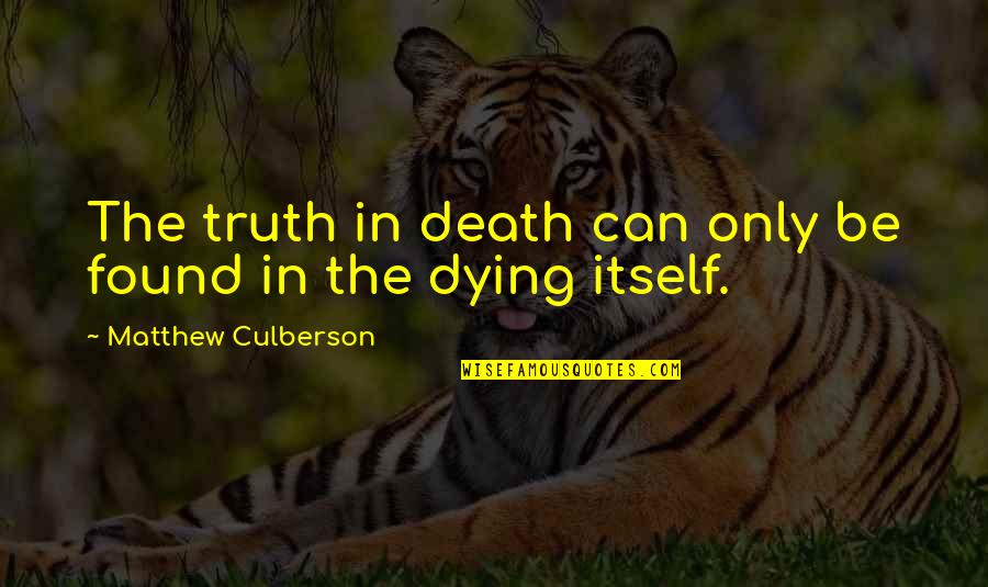 Safety Comes First Quotes By Matthew Culberson: The truth in death can only be found