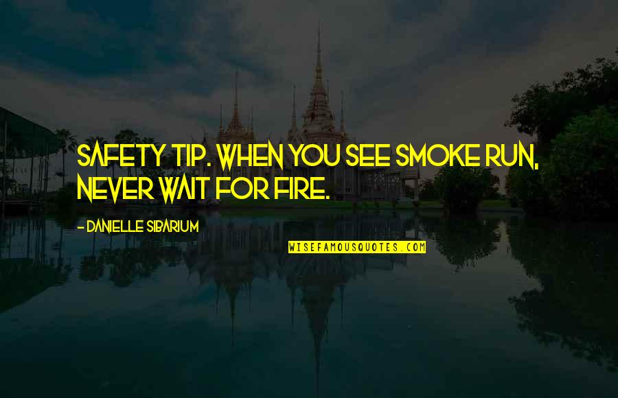 Safety For Quotes By Danielle Sibarium: Safety tip. When you see smoke run, never