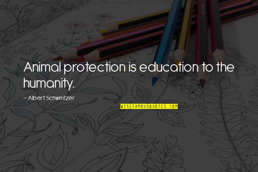 Safety Glasses Quotes By Albert Schweitzer: Animal protection is education to the humanity.