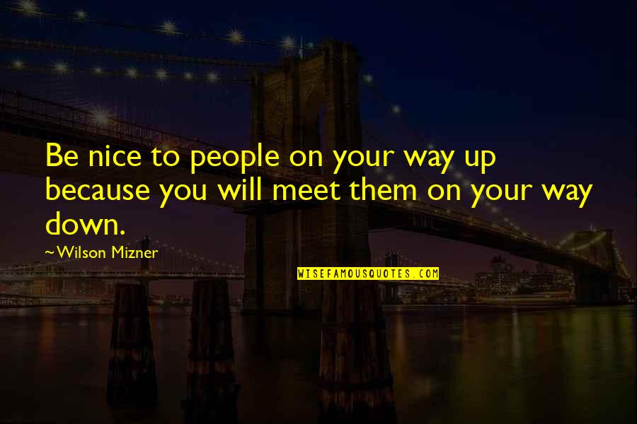 Safety Short Quotes By Wilson Mizner: Be nice to people on your way up