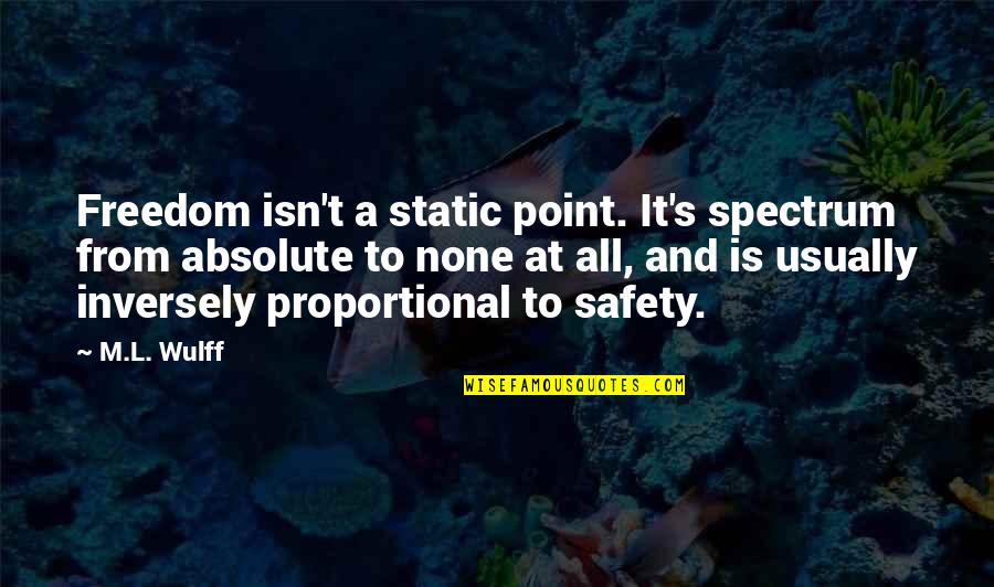 Safety's Quotes By M.L. Wulff: Freedom isn't a static point. It's spectrum from