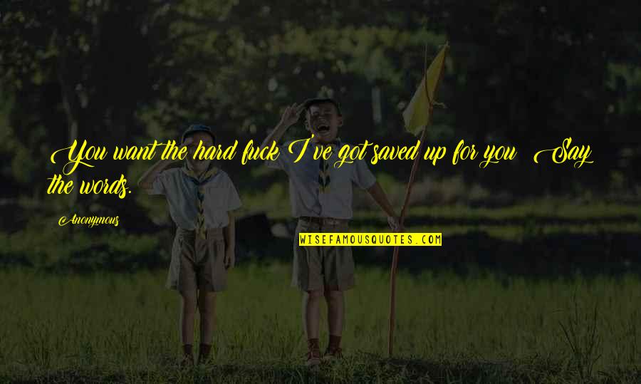Saftig Banankaka Quotes By Anonymous: You want the hard fuck I've got saved