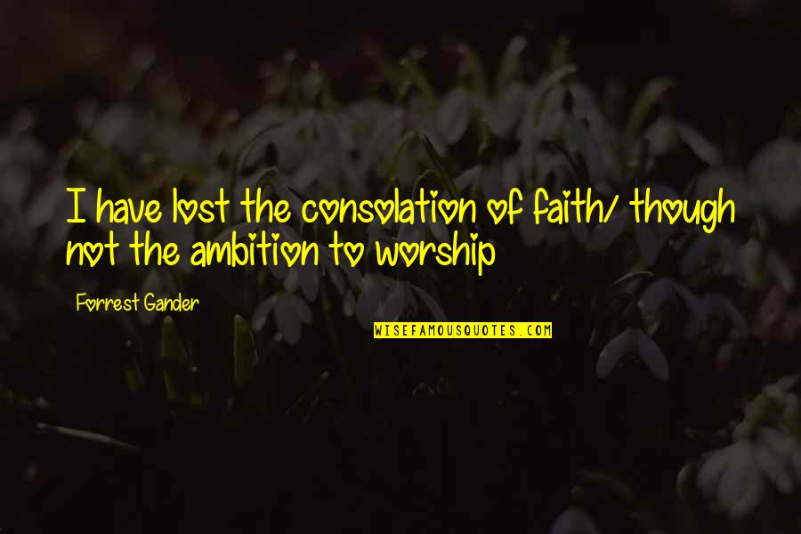 Sagelinacre Quotes By Forrest Gander: I have lost the consolation of faith/ though