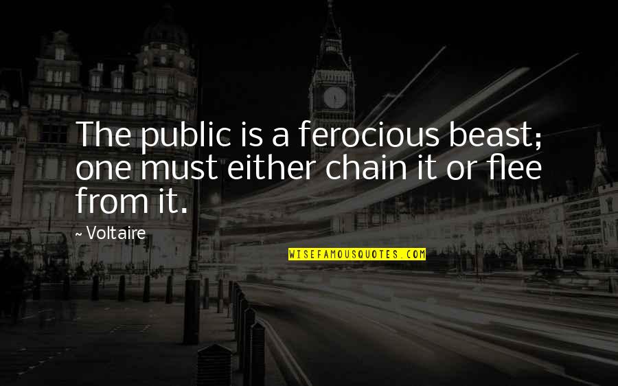 Sagemans Six Step Quotes By Voltaire: The public is a ferocious beast; one must