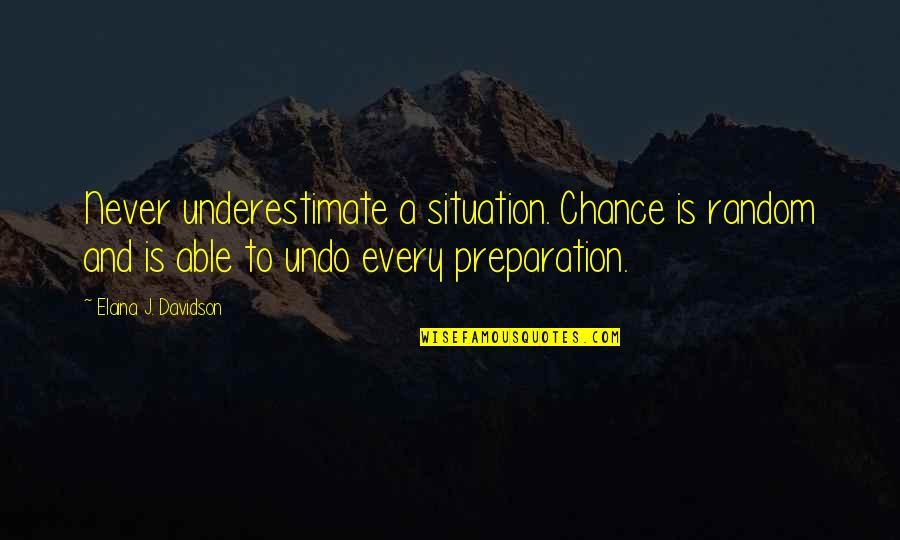 Sages Quotes By Elaina J. Davidson: Never underestimate a situation. Chance is random and