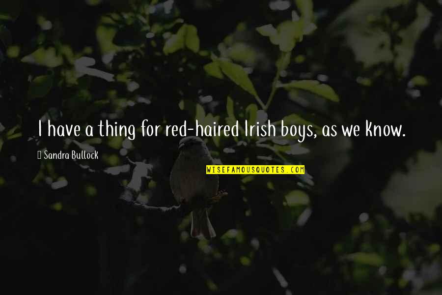 Sagoma Coniglio Quotes By Sandra Bullock: I have a thing for red-haired Irish boys, Sagoma Coniglio Quotes By Sandra Bullock: I have a thing for red-haired Irish boys,
