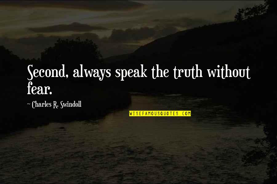 Saharat Sampim Quotes By Charles R. Swindoll: Second, always speak the truth without fear.