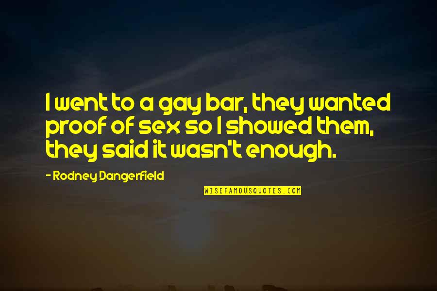 Said Enough Quotes By Rodney Dangerfield: I went to a gay bar, they wanted