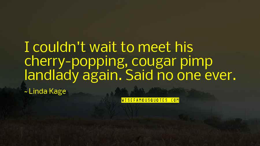 Said No One Ever Quotes By Linda Kage: I couldn't wait to meet his cherry-popping, cougar