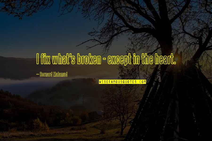 Saighton Quotes By Bernard Malamud: I fix what's broken - except in the Saighton Quotes By Bernard Malamud: I fix what's broken - except in the