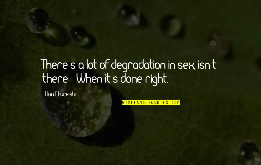 Saiji Store Quotes By Hanif Kureishi: There's a lot of degradation in sex, isn't