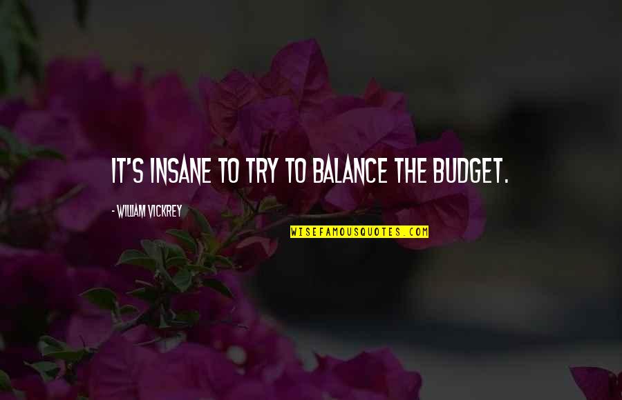 Sail Away Love Quotes By William Vickrey: It's insane to try to balance the budget.