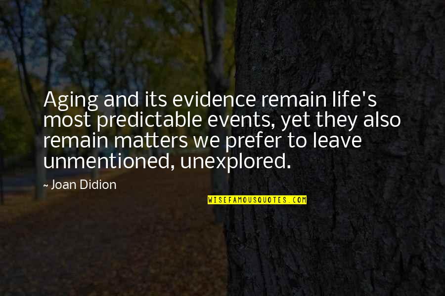 Sailing Alone Quotes By Joan Didion: Aging and its evidence remain life's most predictable