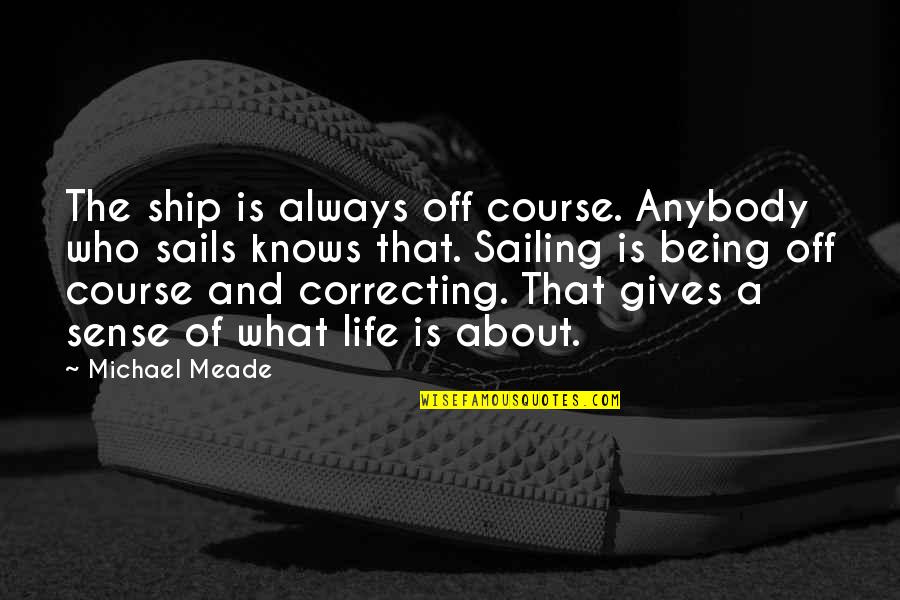 Sailing Life Quotes By Michael Meade: The ship is always off course. Anybody who