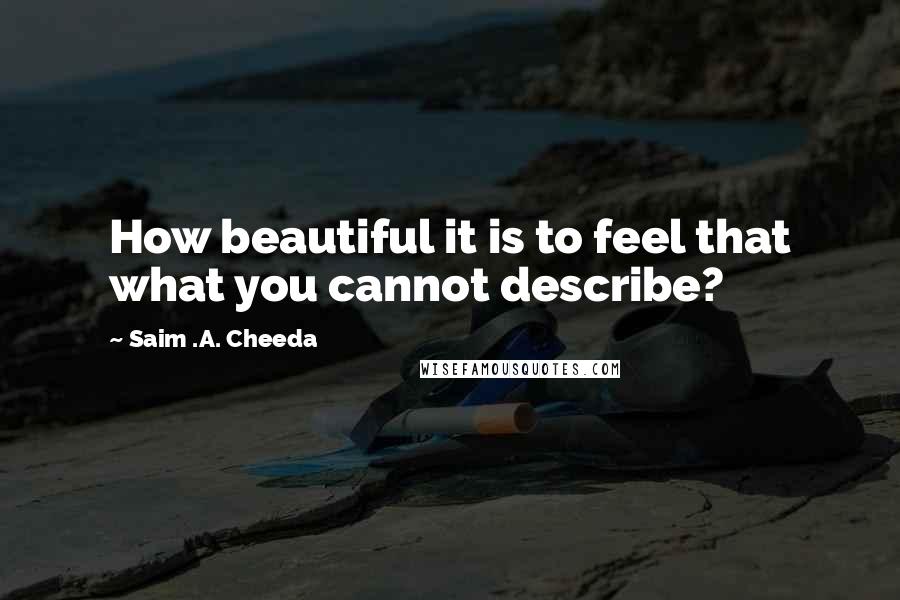 Saim .A. Cheeda quotes: How beautiful it is to feel that what you cannot describe?