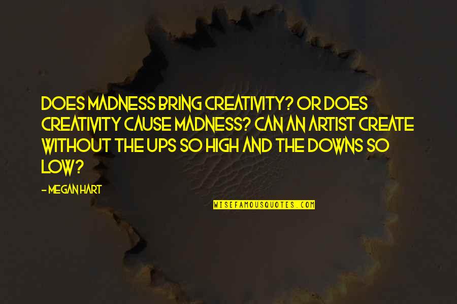 Saindon Quotes By Megan Hart: Does madness bring creativity? Or does creativity cause Saindon Quotes By Megan Hart: Does madness bring creativity? Or does creativity cause