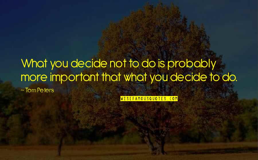 Saindoux Quotes By Tom Peters: What you decide not to do is probably