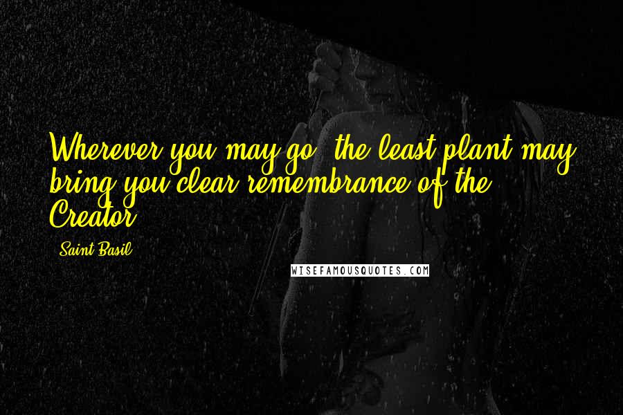 Saint Basil quotes: Wherever you may go, the least plant may bring you clear remembrance of the Creator.