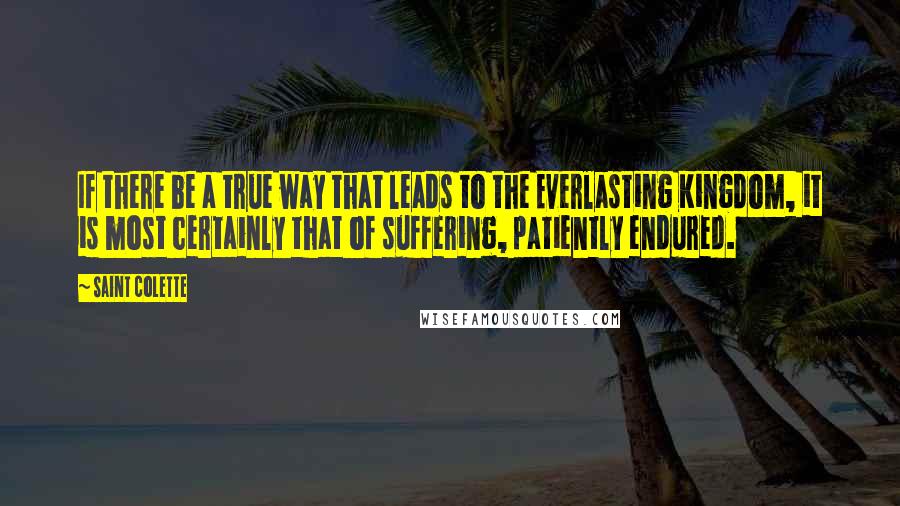 Saint Colette quotes: If there be a true way that leads to the Everlasting Kingdom, it is most certainly that of suffering, patiently endured.