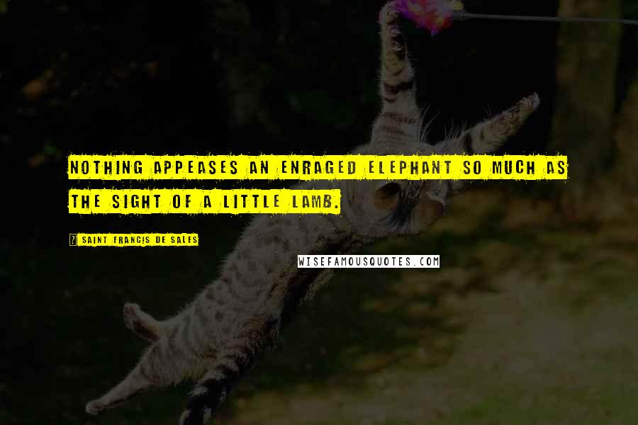 Saint Francis De Sales quotes: Nothing appeases an enraged elephant so much as the sight of a little lamb.