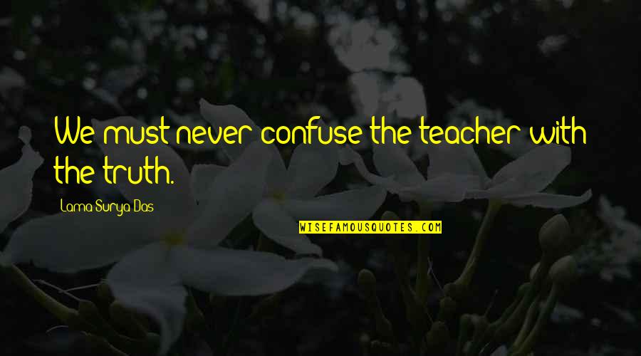 Saint Ignatius Of Laconi Quotes By Lama Surya Das: We must never confuse the teacher with the Saint Ignatius Of Laconi Quotes By Lama Surya Das: We must never confuse the teacher with the
