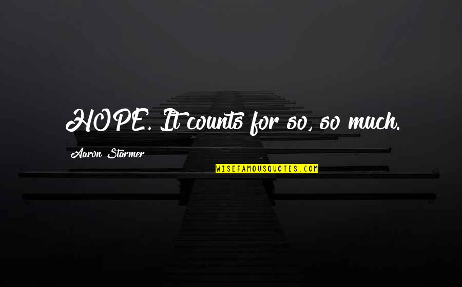 Saint Miguel Febres Cordero Quotes By Aaron Starmer: HOPE. It counts for so, so much. Saint Miguel Febres Cordero Quotes By Aaron Starmer: HOPE. It counts for so, so much.