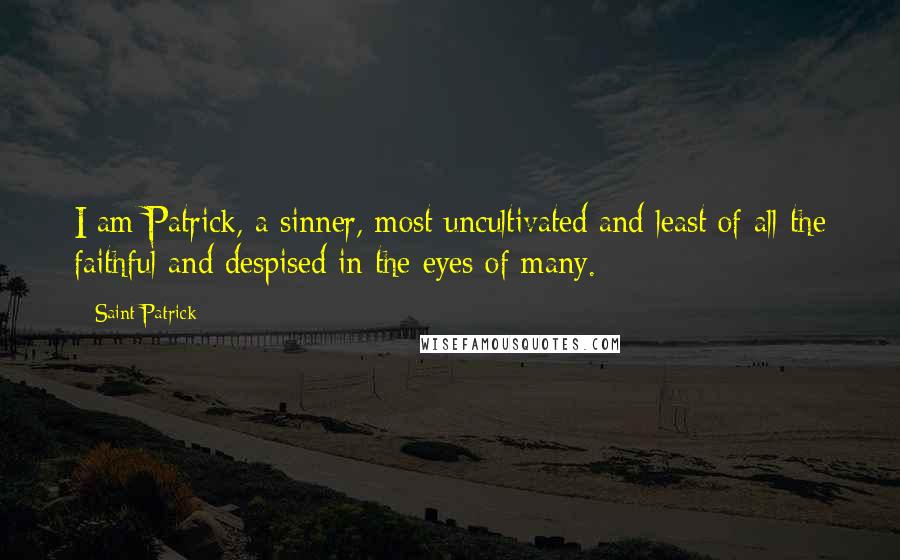 Saint Patrick quotes: I am Patrick, a sinner, most uncultivated and least of all the faithful and despised in the eyes of many.