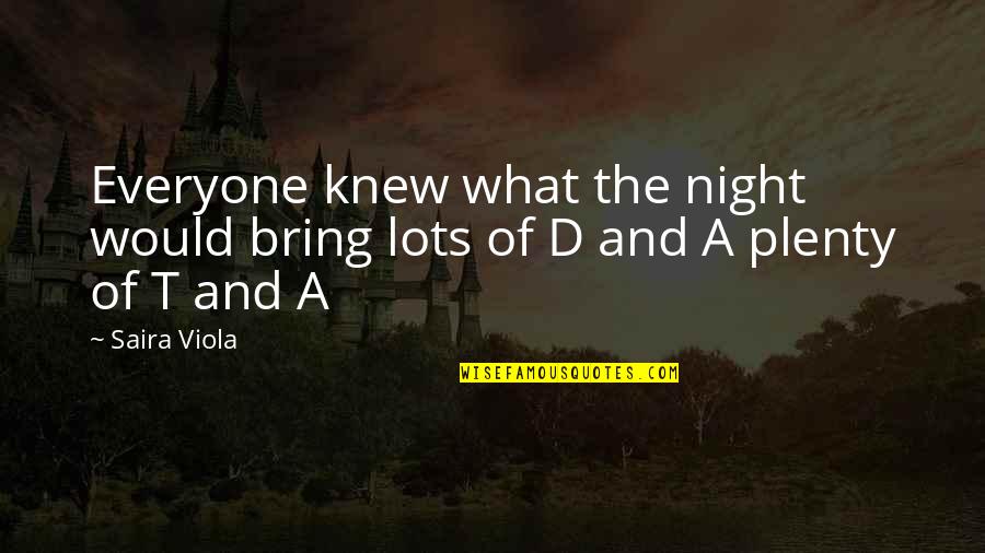 Saira Quotes By Saira Viola: Everyone knew what the night would bring lots