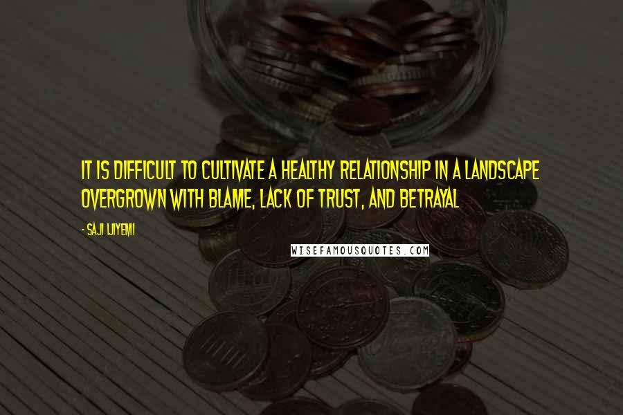 Saji Ijiyemi quotes: It is difficult to cultivate a healthy relationship in a landscape overgrown with blame, lack of trust, and betrayal