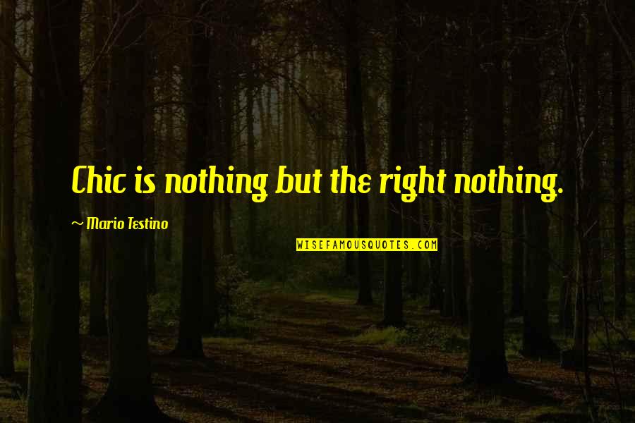 Sakiko Yamada Quotes By Mario Testino: Chic is nothing but the right nothing. Sakiko Yamada Quotes By Mario Testino: Chic is nothing but the right nothing.