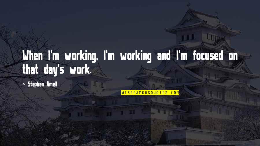 Sakitsu Japan Quotes By Stephen Amell: When I'm working, I'm working and I'm focused