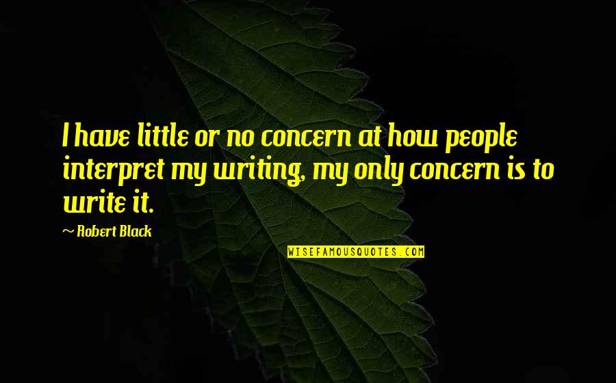 Sakkevoos Quotes By Robert Black: I have little or no concern at how